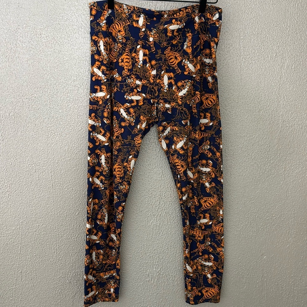 Women’s LulaRoe Leggings Winnie the Pooh Tigger Tall & Curvy Blue Orange Soft - Picture 2 of 5